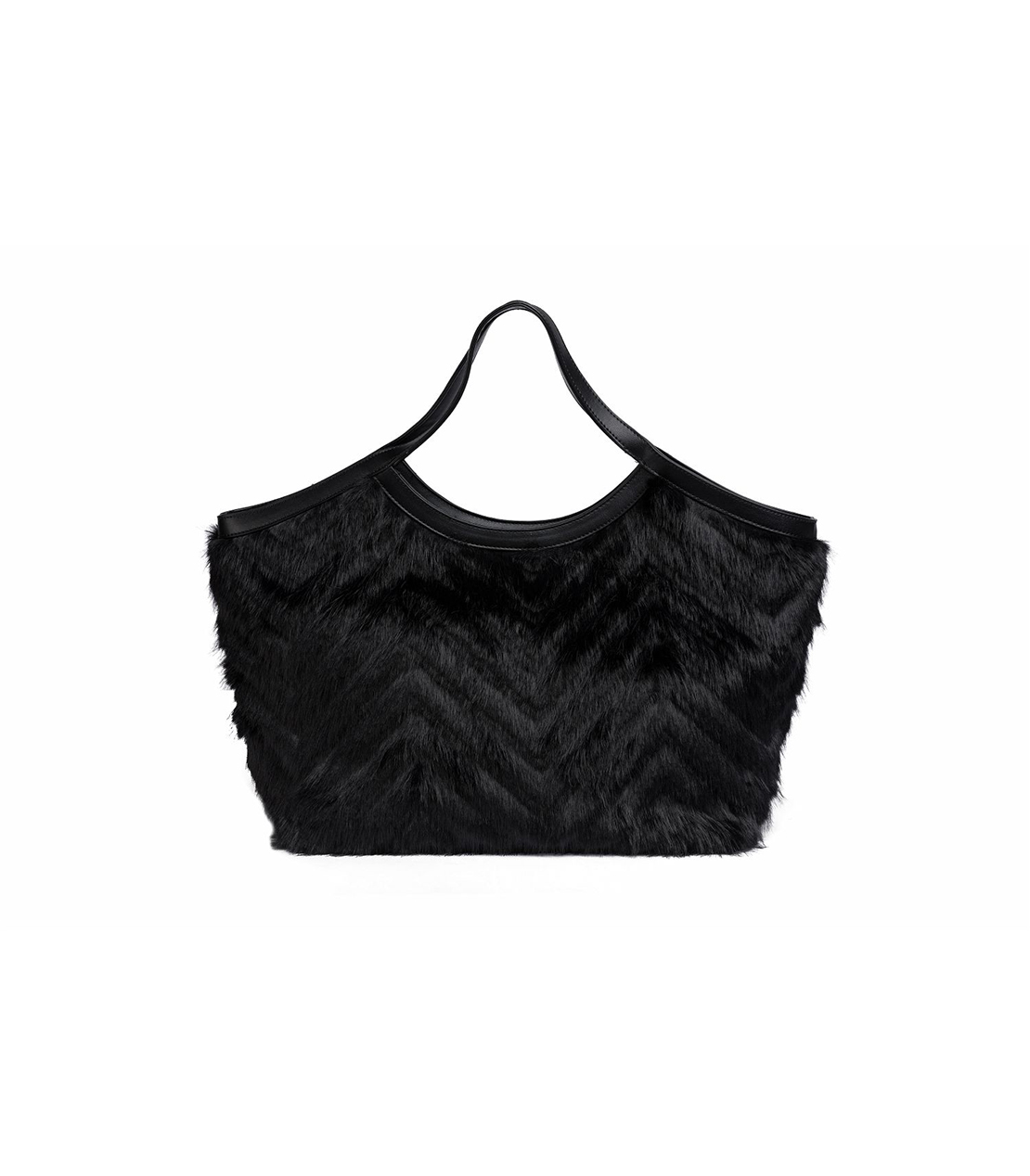 フェイクファートートバッグ 詳細画像 ブラック 2